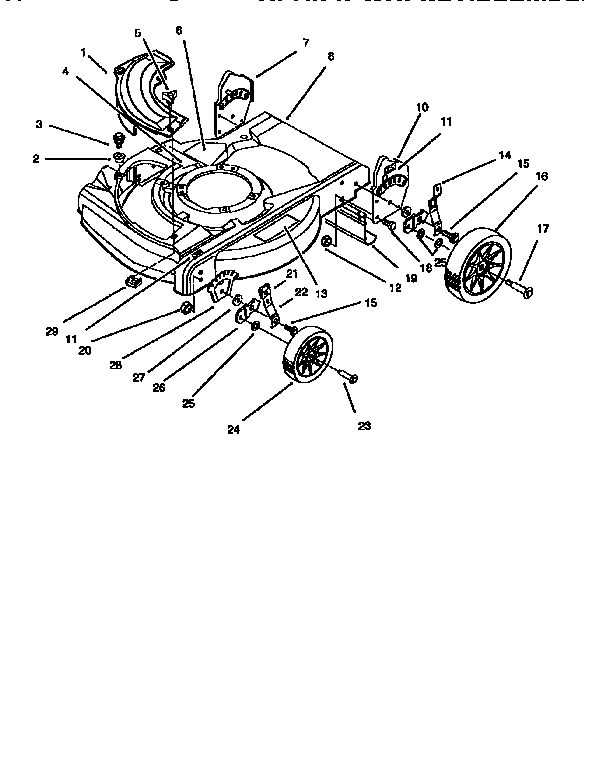 Deck And Wheel Assembly Diagram and Parts List for 10201 5900001 TO 5999999 Lawn Boy Lawn Mower